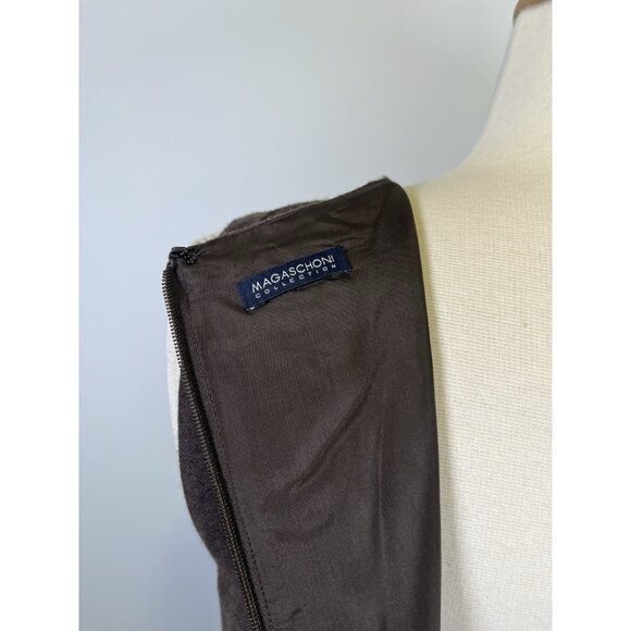 Magaschoni Collection Wool Cashmere Y2K Shift Dress Brown Size 6/8 S/M Office - Picture 8 of 9